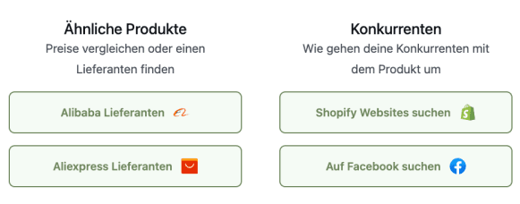 Schaltflächen für die Suche nach Konkurrenten