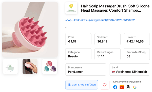 TikTok Produktseite